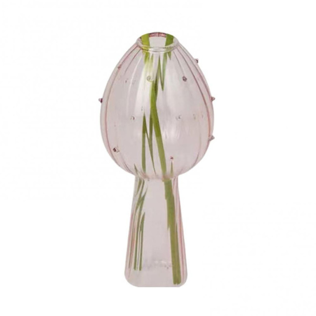 Mini Mushroom Shape Vase Colorful Transparent Glass Hydroponic Vase Flower Plant Display Vase Home Decoration 