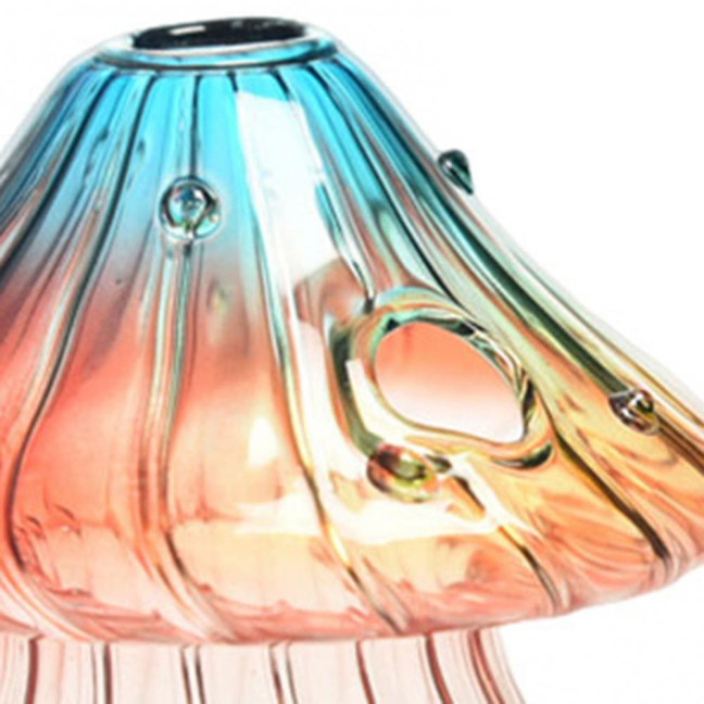 Mini Mushroom Shape Vase Colorful Transparent Glass Hydroponic Vase Flower Plant Display Vase Home Decoration 