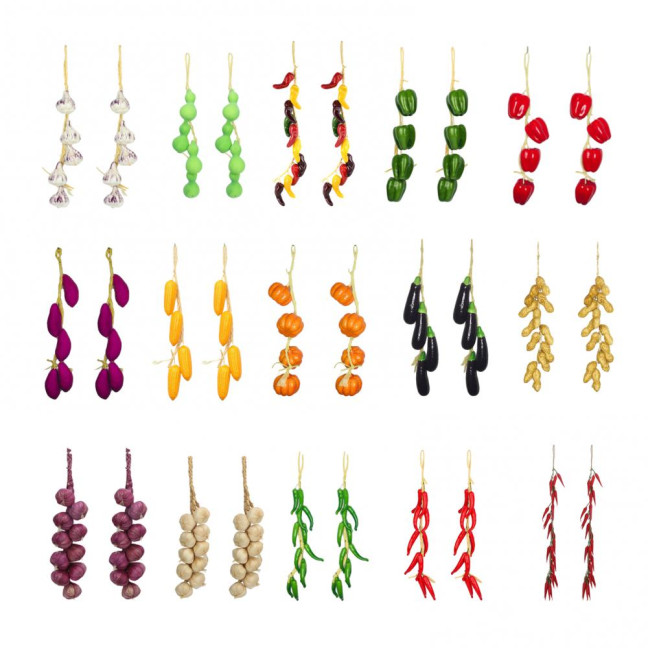 Artificial Vegetables String Simulated Vegetable Garland Realistic Decorative Fake Veggies for Home Farmhouse Kitchen Farm Party Wall Decoration Photography Props 