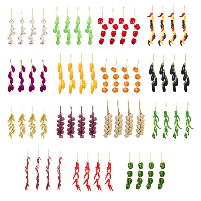 Artificial Vegetables String Simulated Vegetable Garland Realistic Decorative Fake Veggies for Home Farmhouse Kitchen Farm Party Wall Decoration Photography Props 