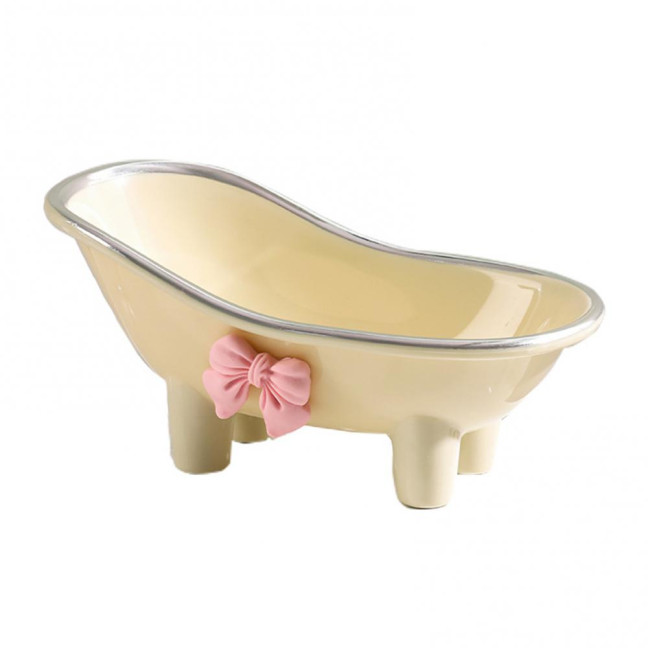 Versatile Soap Dish with Drain Holes Bow-knot Design Easy to Clean Decorative Bathtub Shaped Soap Tray for Bathroom Versatile Soap Dish with Drain Holes Bow-knot Design Easy to Clean Decorative Bathtub Shaped Soap Tray for Bathroom