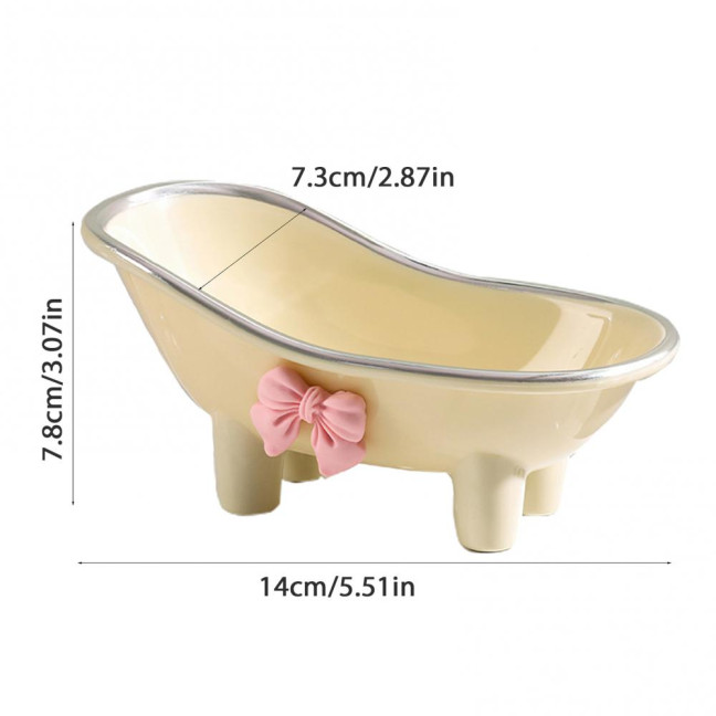Versatile Soap Dish with Drain Holes Bow-knot Design Easy to Clean Decorative Bathtub Shaped Soap Tray for Bathroom Versatile Soap Dish with Drain Holes Bow-knot Design Easy to Clean Decorative Bathtub Shaped Soap Tray for Bathroom