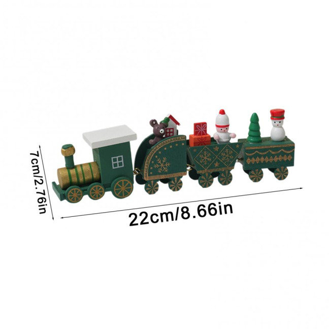Christmas Train Decoration Wooden Festive Mini Train Ornament Xmas Train Centerpiece for Mantel Dining Table Happy New Year Gift