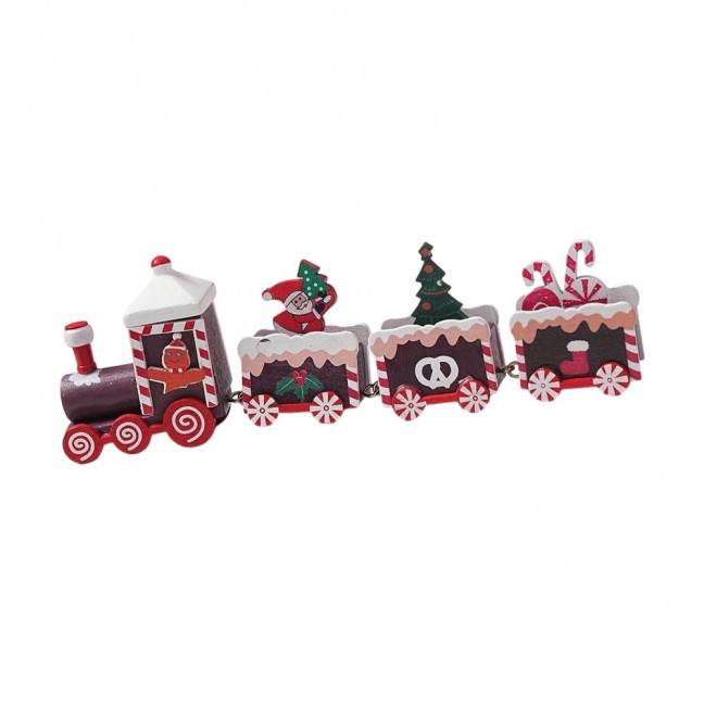 Christmas Train Decoration Wooden Festive Mini Train Ornament Xmas Train Centerpiece for Mantel Dining Table Happy New Year Gift