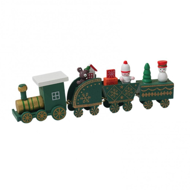 Christmas Train Decoration Wooden Festive Mini Train Ornament Xmas Train Centerpiece for Mantel Dining Table Happy New Year Gift