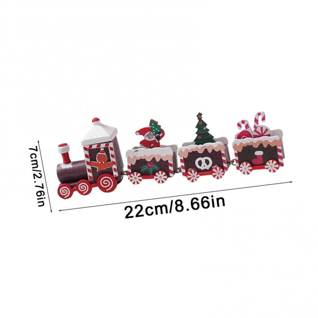 Christmas Train Decoration Wooden Festive Mini Train Ornament Xmas Train Centerpiece for Mantel Dining Table Happy New Year Gift