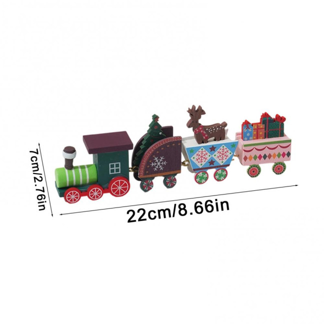 Christmas Train Decoration Wooden Festive Mini Train Ornament Xmas Train Centerpiece for Mantel Dining Table Happy New Year Gift