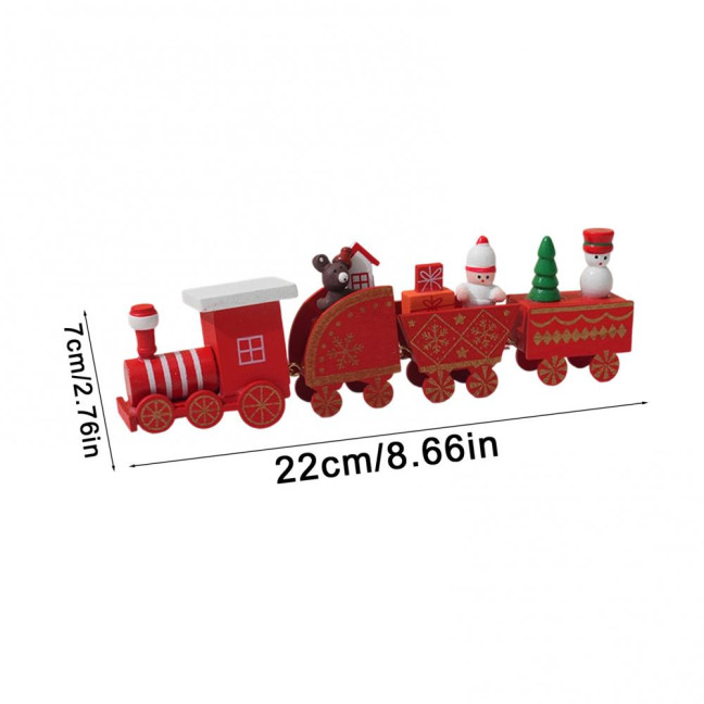Christmas Train Decoration Wooden Festive Mini Train Ornament Xmas Train Centerpiece for Mantel Dining Table Happy New Year Gift