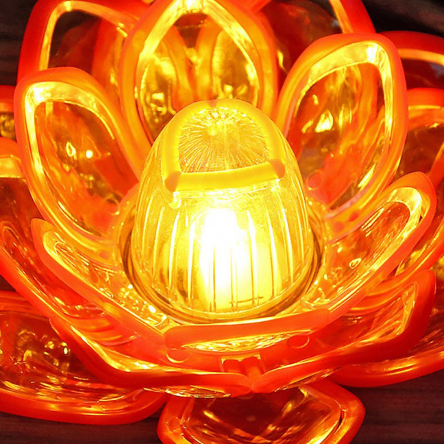Diwali LED Lotus Candle Lamp Battery Operated Electronic Flameless Candles Buddhist Tabletop Night Light for Temple Desktop Centerpiece