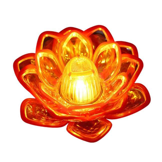 Diwali LED Lotus Candle Lamp Battery Operated Electronic Flameless Candles Buddhist Tabletop Night Light for Temple Desktop Centerpiece