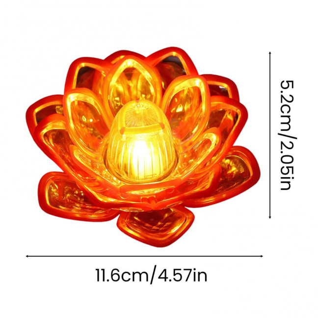 Diwali LED Lotus Candle Lamp Battery Operated Electronic Flameless Candles Buddhist Tabletop Night Light for Temple Desktop Centerpiece