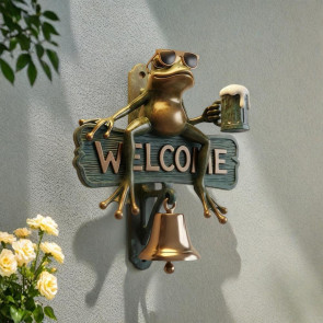 Beer Drinking Frog Welcome Doorbell Sitting Sunglasses Frog Door Bell Home Office Entrance Decorative Bell Animal Lovers Gift 