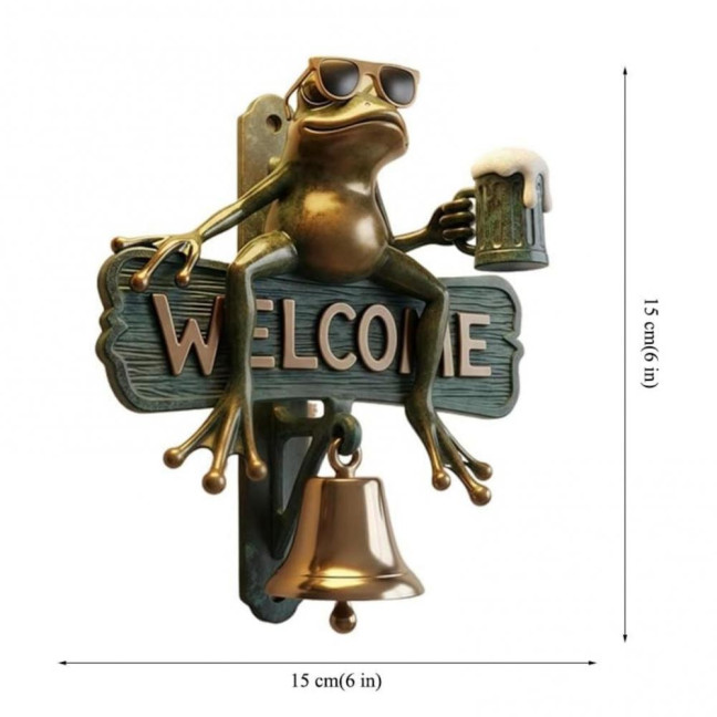 Beer Drinking Frog Welcome Doorbell Sitting Sunglasses Frog Door Bell Home Office Entrance Decorative Bell Animal Lovers Gift 
