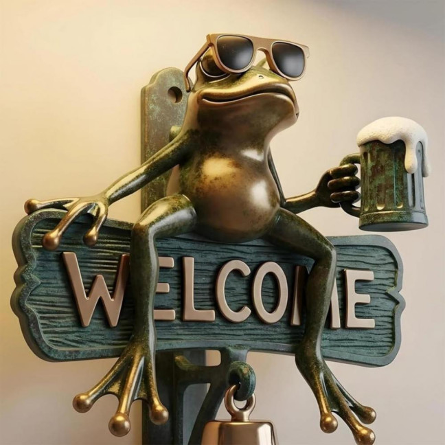 Beer Drinking Frog Welcome Doorbell Sitting Sunglasses Frog Door Bell Home Office Entrance Decorative Bell Animal Lovers Gift 
