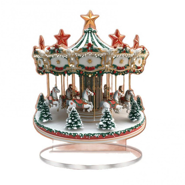 Christmas Ornament Waterproof Acrylic 2D Flat Carousel Xmas Themed Ornament Large Size Table Home Decoration Christmas Ornament Waterproof Acrylic 2D Flat Carousel Xmas Themed Ornament Large Size Table Home Decoration