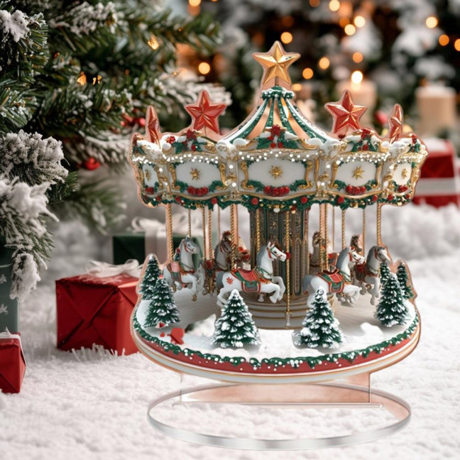 Christmas Ornament Waterproof Acrylic 2D Flat Carousel Xmas Themed Ornament Large Size Table Home Decoration Christmas Ornament Waterproof Acrylic 2D Flat Carousel Xmas Themed Ornament Large Size Table Home Decoration