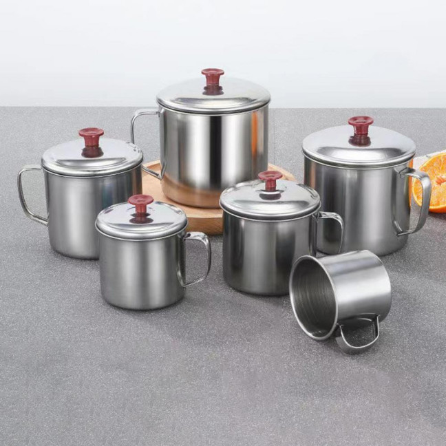 Stainless Steel Cup with Lid Camping Coffee Mug Insulated Tea Cup for Travel Shatterproof Metal Juice Mug