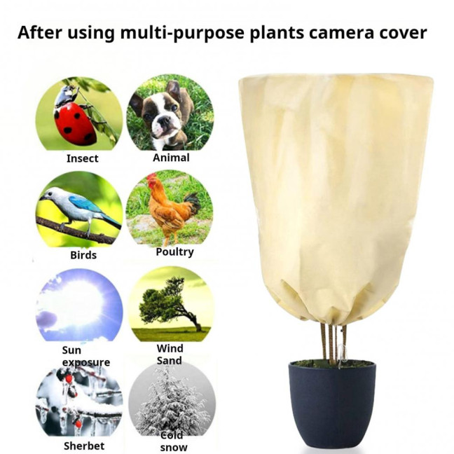 Winter Plant Cover Breathable Freeze Protection Pouch Reusable Frost Blanket with Zipper Drawstring for Outdoor Potted Plants Shrub Winter Plant Cover Breathable Freeze Protection Pouch Reusable Frost Blanket with Zipper Drawstring for Outdoor Potted Plants Shrub