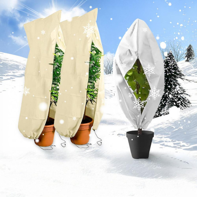 Winter Plant Cover Breathable Freeze Protection Pouch Reusable Frost Blanket with Zipper Drawstring for Outdoor Potted Plants Shrub Winter Plant Cover Breathable Freeze Protection Pouch Reusable Frost Blanket with Zipper Drawstring for Outdoor Potted Plants Shrub