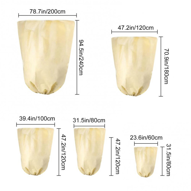 Winter Plant Cover Breathable Freeze Protection Pouch Reusable Frost Blanket with Zipper Drawstring for Outdoor Potted Plants Shrub Winter Plant Cover Breathable Freeze Protection Pouch Reusable Frost Blanket with Zipper Drawstring for Outdoor Potted Plants Shrub