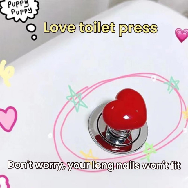 8Pcs Toilet Press Button Easy Installation Clean Reusable Heart-Shaped Design Toilet Flush Button Replacement