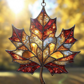Sun Catcher Autumn Maple Leaf Shape Acrylic Hanging Decoration Window Trap Decorative Home Holidays Birthdays Ornament 