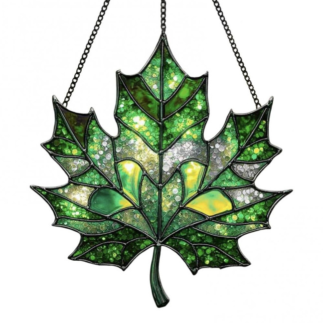 Sun Catcher Autumn Maple Leaf Shape Acrylic Hanging Decoration Window Trap Decorative Home Holidays Birthdays Ornament 