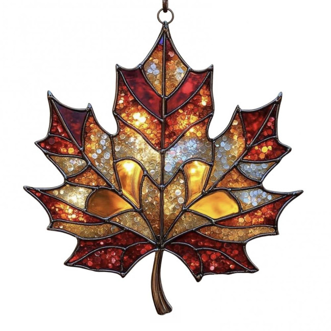 Sun Catcher Autumn Maple Leaf Shape Acrylic Hanging Decoration Window Trap Decorative Home Holidays Birthdays Ornament 