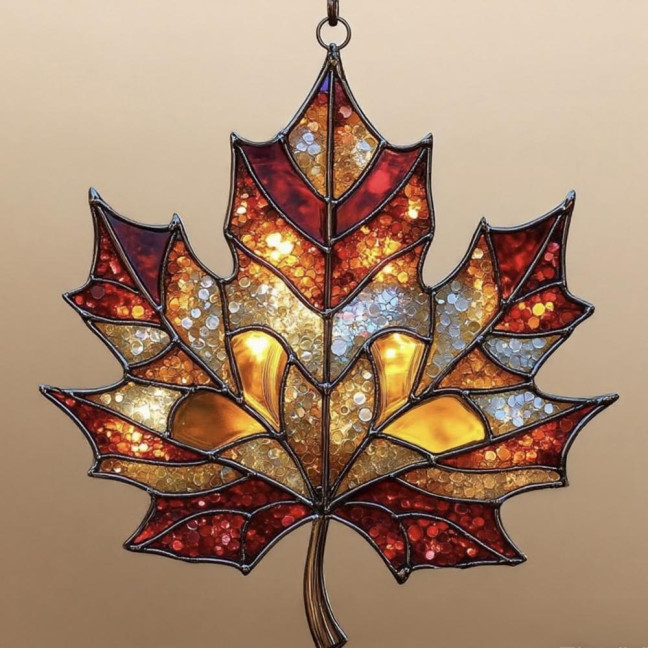 Sun Catcher Autumn Maple Leaf Shape Acrylic Hanging Decoration Window Trap Decorative Home Holidays Birthdays Ornament 