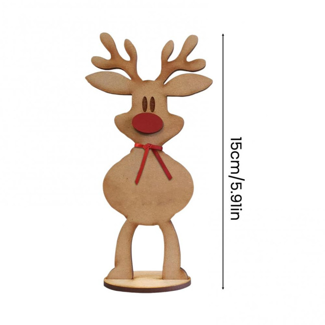 Christmas Freestanding Reindeer Holiday Wooden Standing Reindeer Tabletop Decoration for Xmas Dinner Table Decor 