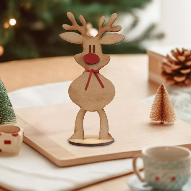 Christmas Freestanding Reindeer Holiday Wooden Standing Reindeer Tabletop Decoration for Xmas Dinner Table Decor 
