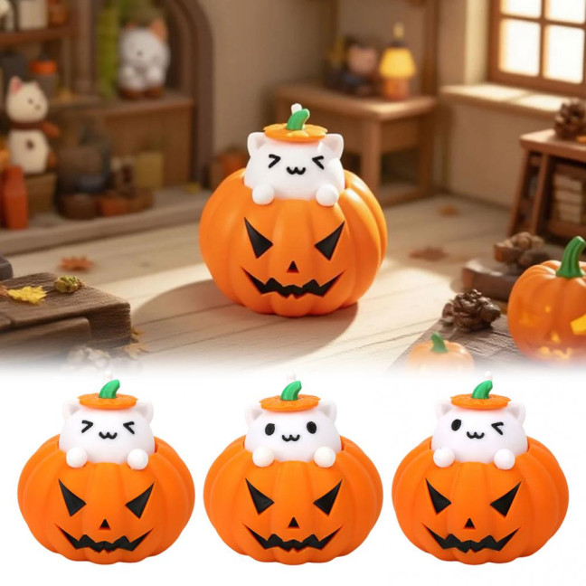 Halloween Ghost Figurine 3D Printed Pumpkin Resin Decor Figure Tiny Figurine Miniature Ornament Halloween Decoration