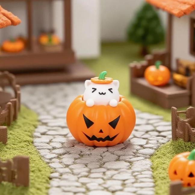 Halloween Ghost Figurine 3D Printed Pumpkin Resin Decor Figure Tiny Figurine Miniature Ornament Halloween Decoration