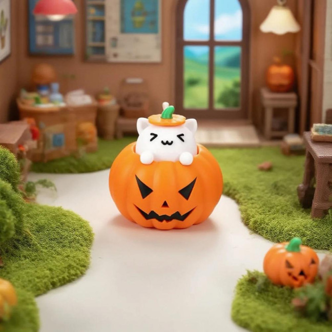 Halloween Ghost Figurine 3D Printed Pumpkin Resin Decor Figure Tiny Figurine Miniature Ornament Halloween Decoration