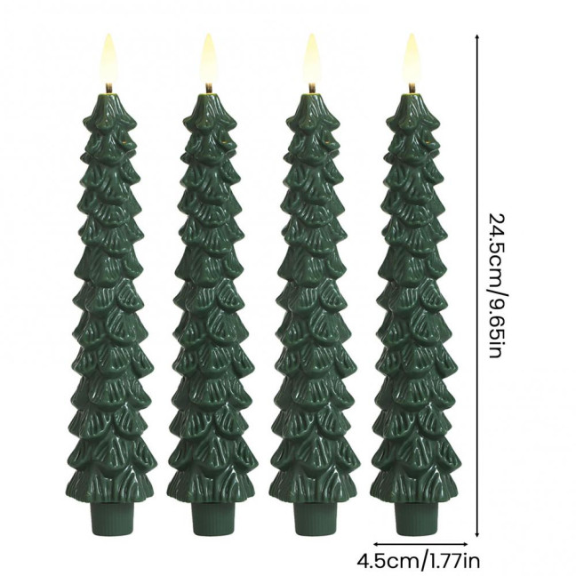 4Pcs LED Flameless Christmas Tree Taper Candles with Remote Control 3D Flame Flickering Window Candlesticks Set 4Pcs LED Flameless Christmas Tree Taper Candles with Remote Control 3D Flame Flickering Window Candlesticks Set