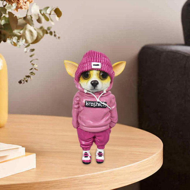 1/4Pcs Dog Figurines Doll Halloween Resin Ornament Standing Puppy Toy Outdoor Decor Fairy Garden Accessories