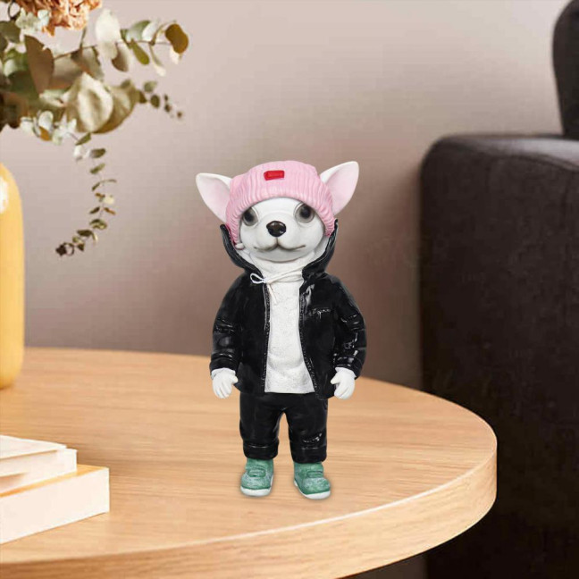 1/4Pcs Dog Figurines Doll Halloween Resin Ornament Standing Puppy Toy Outdoor Decor Fairy Garden Accessories