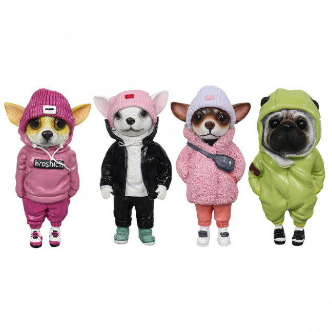 1/4Pcs Dog Figurines Doll Halloween Resin Ornament Standing Puppy Toy Outdoor Decor Fairy Garden Accessories