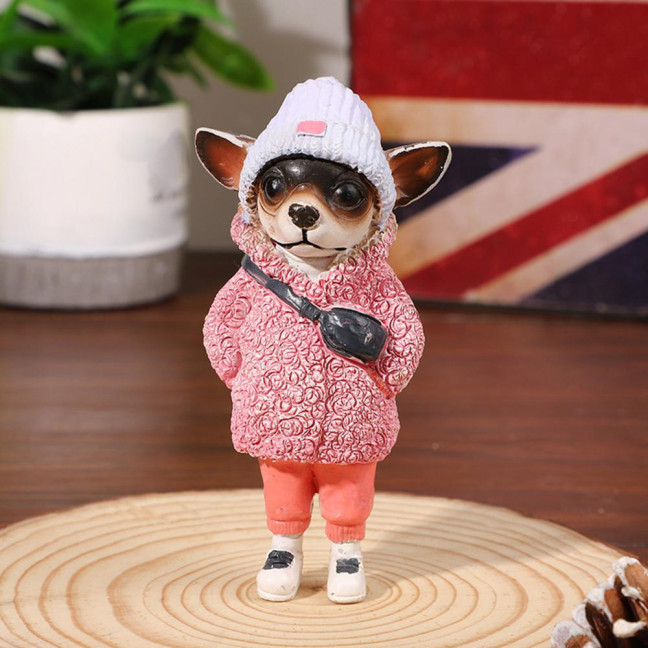 1/4Pcs Dog Figurines Doll Halloween Resin Ornament Standing Puppy Toy Outdoor Decor Fairy Garden Accessories