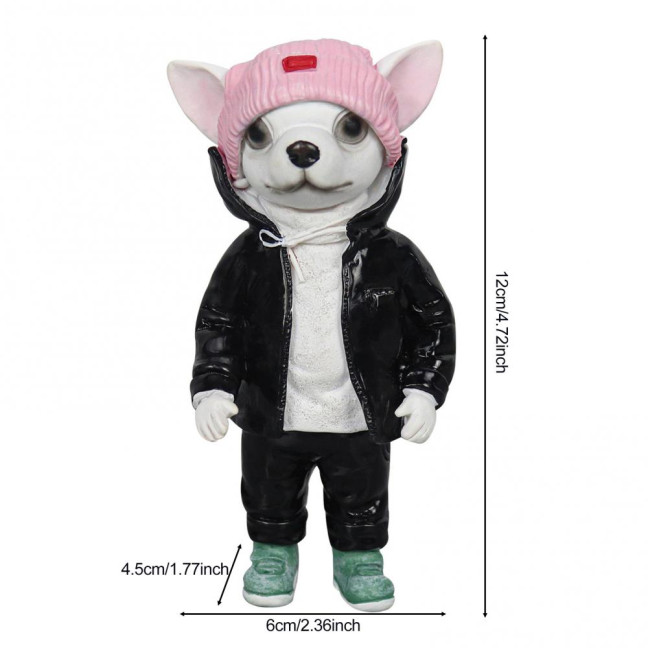 1/4Pcs Dog Figurines Doll Halloween Resin Ornament Standing Puppy Toy Outdoor Decor Fairy Garden Accessories