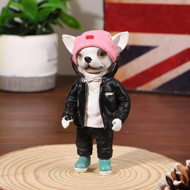 1/4Pcs Dog Figurines Doll Halloween Resin Ornament Standing Puppy Toy Outdoor Decor Fairy Garden Accessories