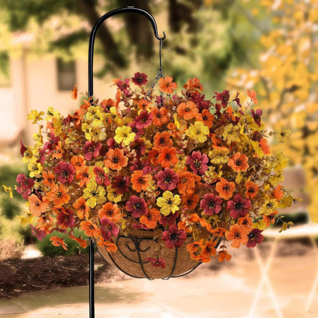 Fall Artificial Violet Flower UV Resistant Fake Silk Flower Home Halloween Harvest Festival Table Centerpiece Indoor Outdoor Faux Bloom Decoration 