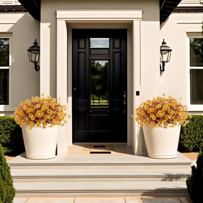 Fall Artificial Violet Flower UV Resistant Fake Silk Flower Home Halloween Harvest Festival Table Centerpiece Indoor Outdoor Faux Bloom Decoration 