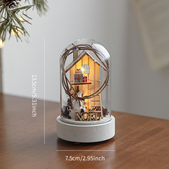 Christmas Figures in Glass Dome Tabletop Decoration LED Light Up Christmas Cloche Ornaments for Indoor Home Tabletop Decor Christmas Figures in Glass Dome Tabletop Decoration LED Light Up Christmas Cloche Ornaments for Indoor Home Tabletop Decor