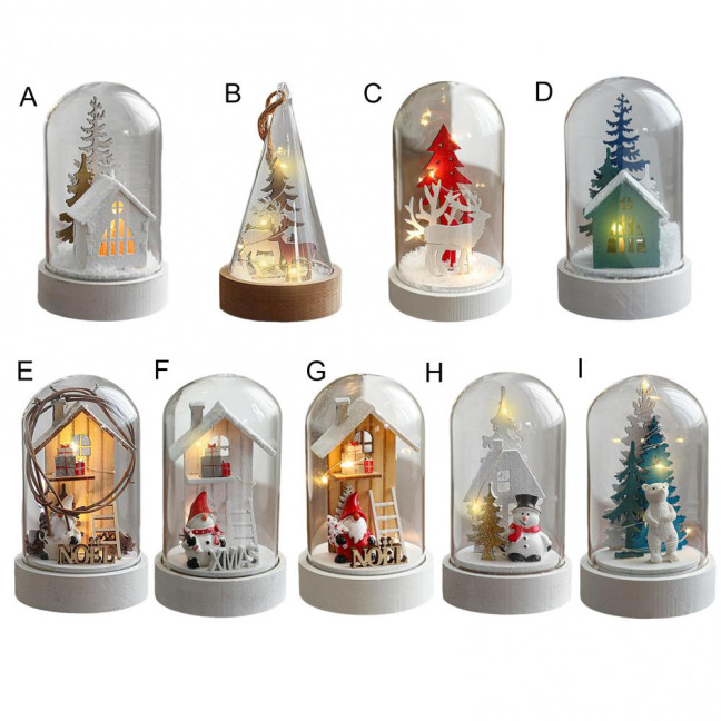 Christmas Figures in Glass Dome Tabletop Decoration LED Light Up Christmas Cloche Ornaments for Indoor Home Tabletop Decor Christmas Figures in Glass Dome Tabletop Decoration LED Light Up Christmas Cloche Ornaments for Indoor Home Tabletop Decor