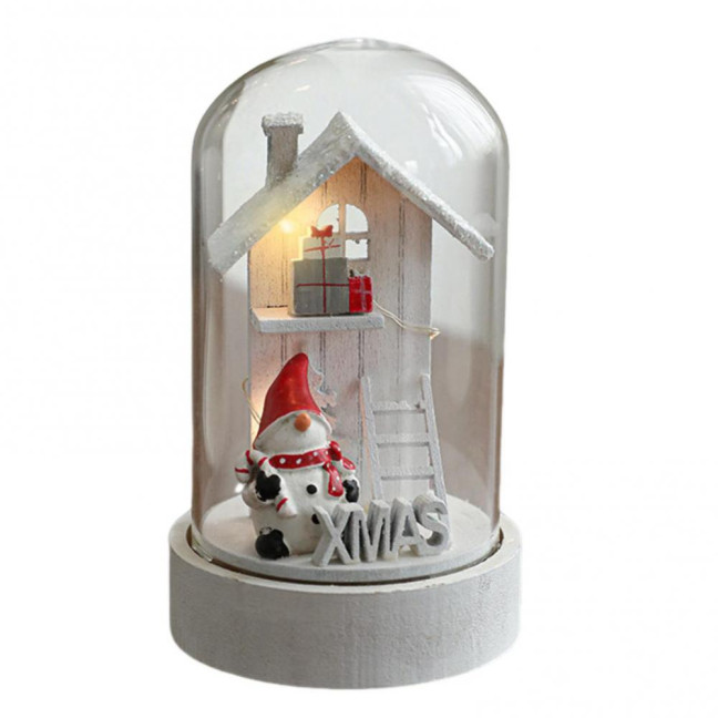 Christmas Figures in Glass Dome Tabletop Decoration LED Light Up Christmas Cloche Ornaments for Indoor Home Tabletop Decor Christmas Figures in Glass Dome Tabletop Decoration LED Light Up Christmas Cloche Ornaments for Indoor Home Tabletop Decor