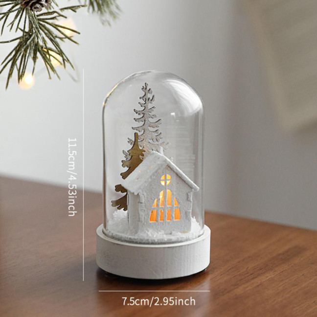 Christmas Figures in Glass Dome Tabletop Decoration LED Light Up Christmas Cloche Ornaments for Indoor Home Tabletop Decor Christmas Figures in Glass Dome Tabletop Decoration LED Light Up Christmas Cloche Ornaments for Indoor Home Tabletop Decor