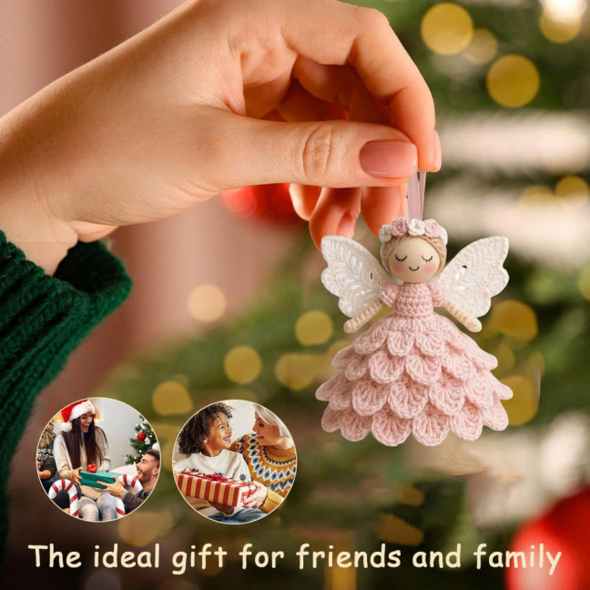 1/2 Sets DIY Crochet Angel Ornament Kit Beginners Handmade Angel Girl Decoration Yarn Craft Christmas Tree Hanging Crocheting Angel Doll Holiday Gift 1/2 Sets DIY Crochet Angel Ornament Kit Beginners Handmade Angel Girl Decoration Yarn Craft Christmas Tree Hanging Crocheting Angel Doll Holiday Gift
