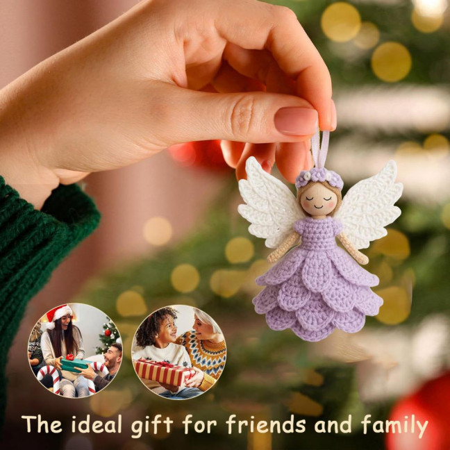 1/2 Sets DIY Crochet Angel Ornament Kit Beginners Handmade Angel Girl Decoration Yarn Craft Christmas Tree Hanging Crocheting Angel Doll Holiday Gift 1/2 Sets DIY Crochet Angel Ornament Kit Beginners Handmade Angel Girl Decoration Yarn Craft Christmas Tree Hanging Crocheting Angel Doll Holiday Gift