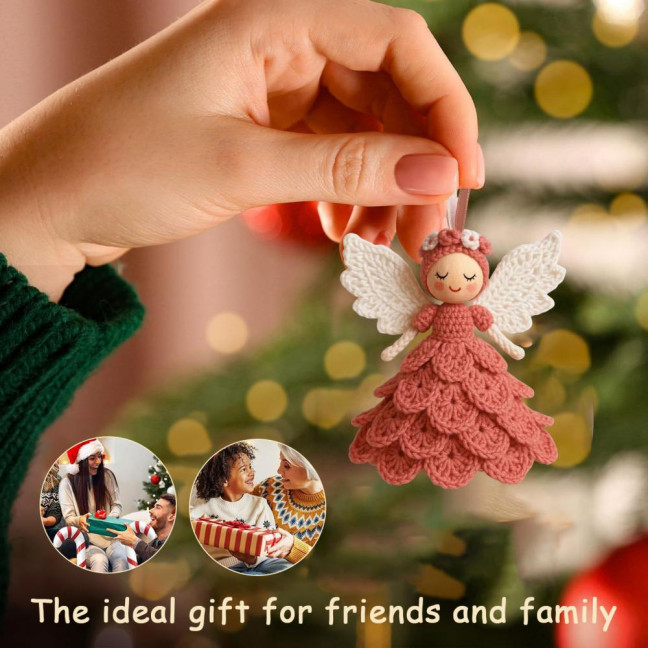 1/2 Sets DIY Crochet Angel Ornament Kit Beginners Handmade Angel Girl Decoration Yarn Craft Christmas Tree Hanging Crocheting Angel Doll Holiday Gift 1/2 Sets DIY Crochet Angel Ornament Kit Beginners Handmade Angel Girl Decoration Yarn Craft Christmas Tree Hanging Crocheting Angel Doll Holiday Gift